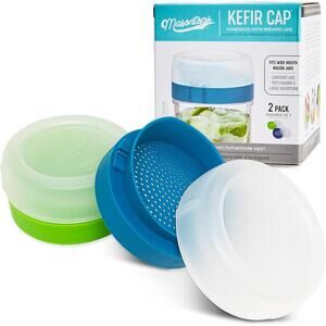 2 Pack Masontops kefir lid, jar lids, wide mouth mason jar lids- Green & Blue